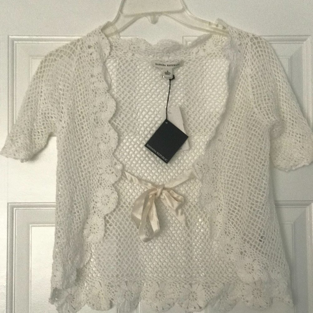 Hand crocheted white top